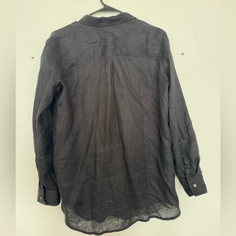 Gap 100% Linen Oversized Button Down Shirt -Black, size Small​ - Picture 8 of 8